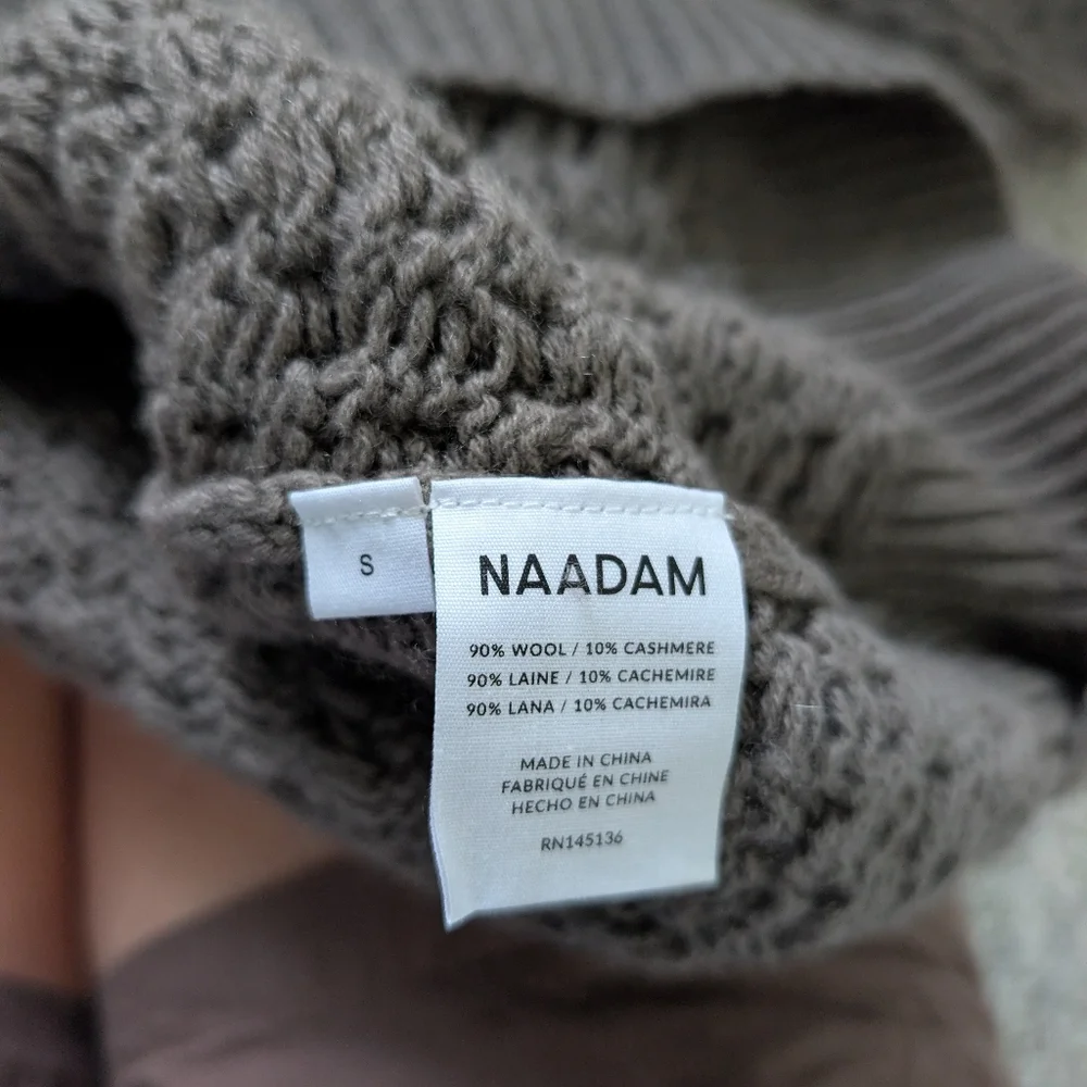 NAADAM Taupe Cashmino Honeycomb Crewneck Sweater